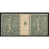n°130c, paire millésime 8, Semeuse 15c vert-gris, Type IV, neuf ** - B/TB