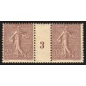 n°131, paire millésime 3, Semeuse lignée 20c brun-lilas, neufs * - B/TB