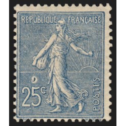 n°132f, variété "anneau-lune", Semeuse lignée 25c bleu, neuf * - TB