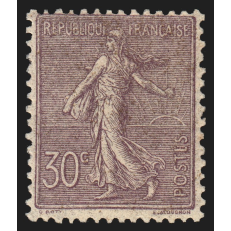 n°133, Semeuse lignée 30c lilas, neuf * légère trace de charnière - TB
