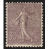 n°133, Semeuse lignée 30c lilas, neuf * légère trace de charnière - TB