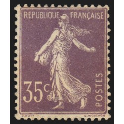 n°136, Semeuse inscriptions maigres, 35c violet-clair, neuf ** signé CALVES TB