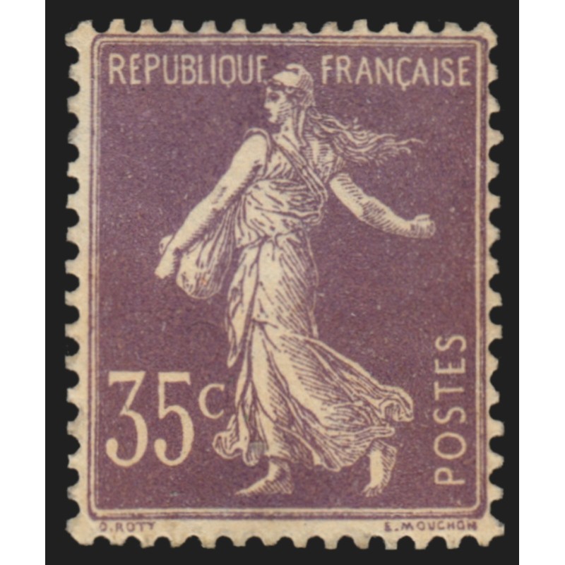 n°136, Semeuse inscriptions maigres, 35c violet-clair, neuf ** signé CALVES TB