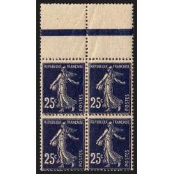 n°140b, bloc de quatre, Semeuse 25c BLEU-NOIR, neufs ** sans charnière - TB
