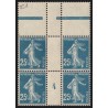 n°140h, Type IIIA, bloc millésime 4, Semeuse 25c bleu, neufs ** - SUPERBE
