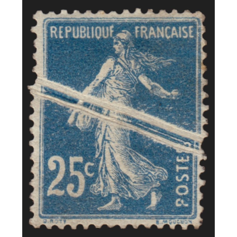 n°140, variété "pli accordéon", Semeuse 25c bleu, neuf * avec charnière SUPERBE