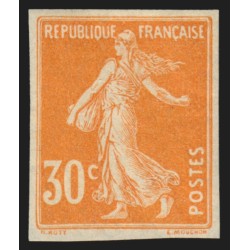 n°141b, non-dentelé, Semeuse camée 30c orange, neuf * avec charnière - TB