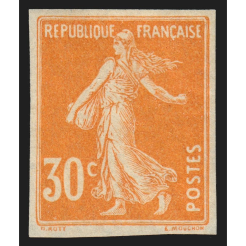 n°141b, non-dentelé, Semeuse camée 30c orange, neuf * avec charnière - TB