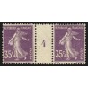 n°142, paire millésime 4, Semeuse 35c violet, neuf ** sans charnière - TB