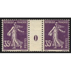 n°142, paire millésime 0, Semeuse 35c violet, neuf ** sans charnière - TB