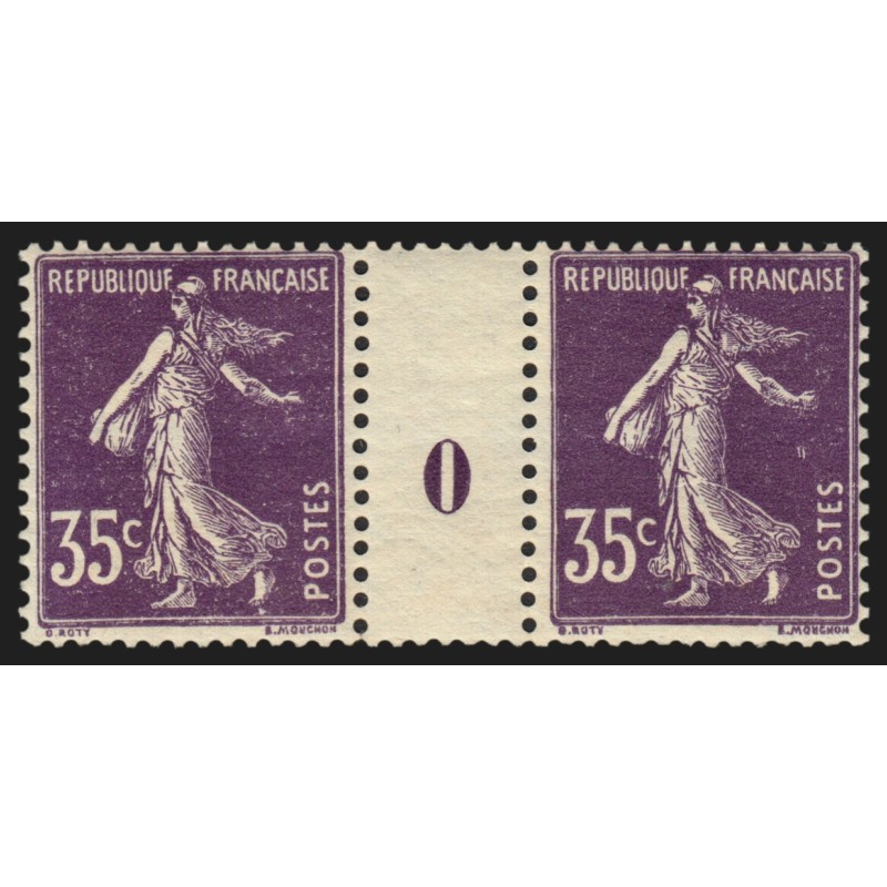 n°142, paire millésime 0, Semeuse 35c violet, neuf ** sans charnière - TB
