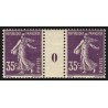 n°142, paire millésime 0, Semeuse 35c violet, neuf ** sans charnière - TB
