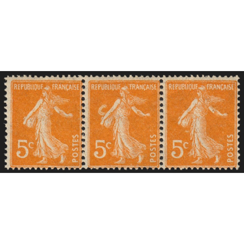 n°158f, variété "anneau-lune", Semeuse 5c orange, neuf ** - SUPERBE