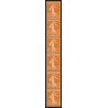 n°158c, bande de 6 issue de roulettes, Semeuse 5c orange, neufs ** - SUPERBE