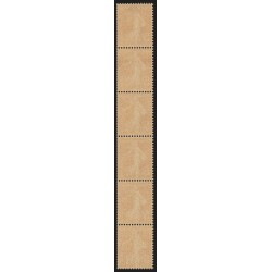 n°158c, bande de 6 issue de roulettes, Semeuse 5c orange, neufs ** - SUPERBE