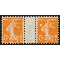 n°158f, variété "anneau-lune", Semeuse 5c orange, neuf ** - SUPERBE