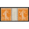 n°158f, variété "anneau-lune", Semeuse 5c orange, neuf ** - SUPERBE