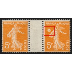 n°158f, variété "anneau-lune", Semeuse 5c orange, neuf ** - SUPERBE