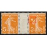n°158f, variété "anneau-lune", Semeuse 5c orange, neuf ** - SUPERBE