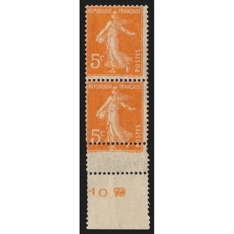 n°158, variété "piquage à cheval", Semeuse 5c orange, neuf ** - SUPERBE
