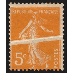 n°158, variété "pli accordéon", Semeuse 5c orange, neuf * - SUPERBE