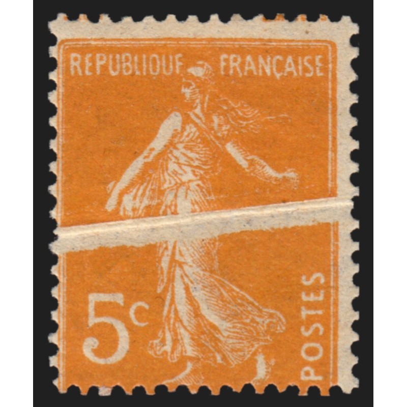 n°158, variété "pli accordéon", Semeuse 5c orange, neuf * - SUPERBE
