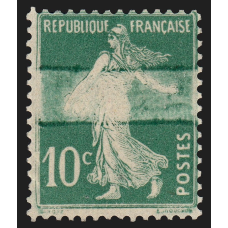 n°159j, variété "impression sur raccord", Semeuse 10c vert, neuf * - SUPERBE