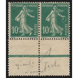n°159k, variété "anneau-lune" tenant à normal, Semeuse 10c vert, neuf * - TB