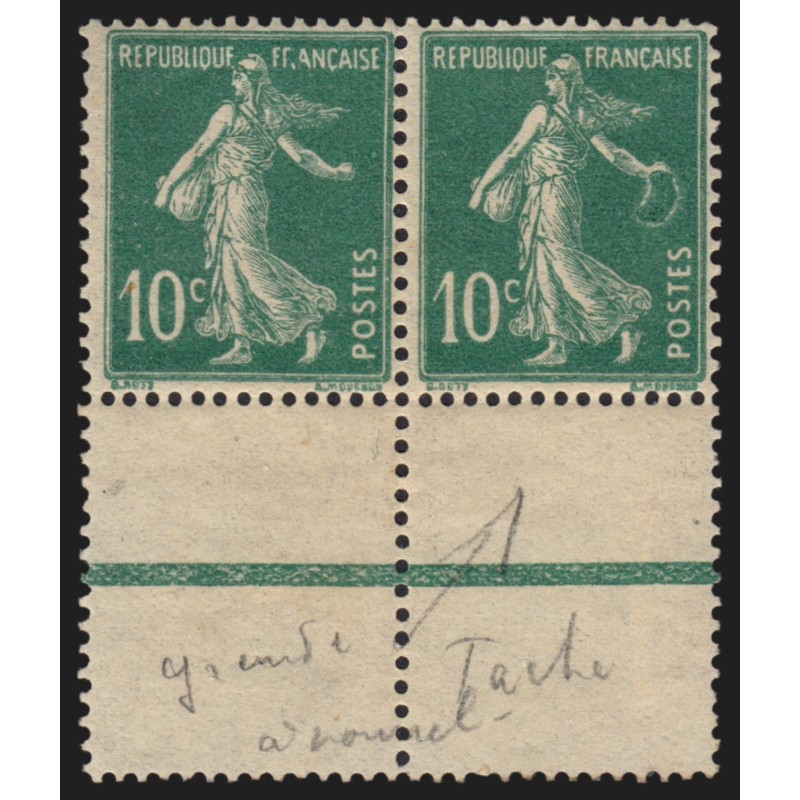 n°159k, variété "anneau-lune" tenant à normal, Semeuse 10c vert, neuf * - TB