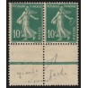 n°159k, variété "anneau-lune" tenant à normal, Semeuse 10c vert, neuf * - TB