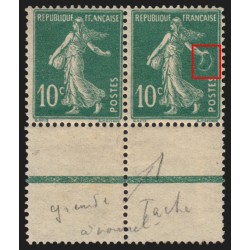 n°159k, variété "anneau-lune" tenant à normal, Semeuse 10c vert, neuf * - TB