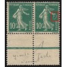 n°159k, variété "anneau-lune" tenant à normal, Semeuse 10c vert, neuf * - TB