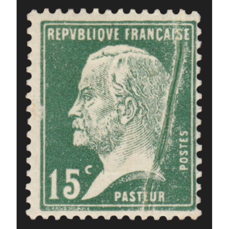 n°171, variété "pli accordéon", Pasteur 15c vert, neuf * avec charnière - TB