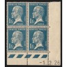 n°179, bloc de quatre coin daté 1926, Pasteur 1fr bleu, neuf ** sans charnière