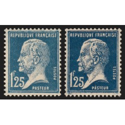 n°180/180a, les 2 nuances, Pasteur 1fr25 bleu + bleu-noir, neufs ** - TB