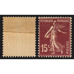n°189c, variété "impression sur raccord", Semeuse 15c brun-lilas, neuf * - TB