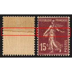 n°189c, variété "impression sur raccord", Semeuse 15c brun-lilas, neuf * - TB