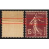 n°189c, variété "impression sur raccord", Semeuse 15c brun-lilas, neuf * - TB