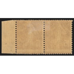 n°189g, variété "piquage à cheval" paire, Semeuse 15c brun-lilas, neuf * - TB