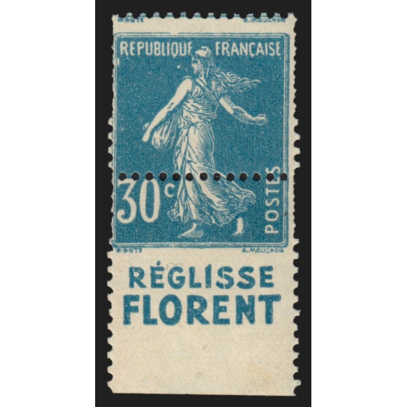 n°192b, variété "piquage à cheval" bande pub Réglisse Florent, neuf ** SUPERBE
