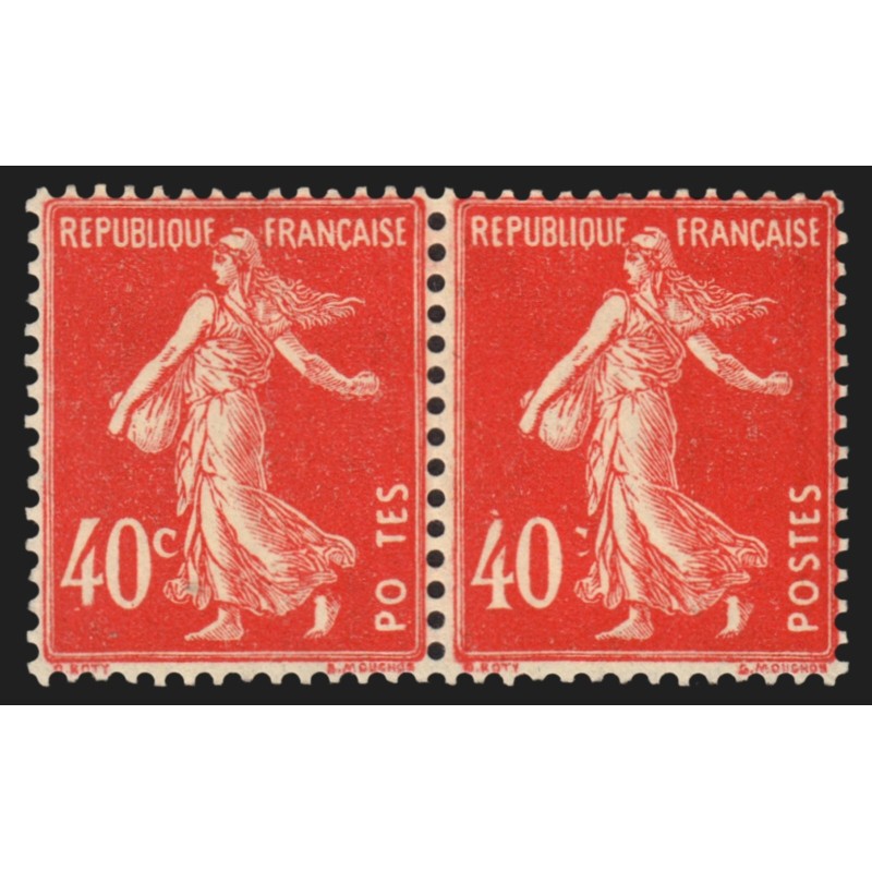 n°194, deux variétés "POSTES sans S" et "40c sans C" se tenant, neufs ** SUP