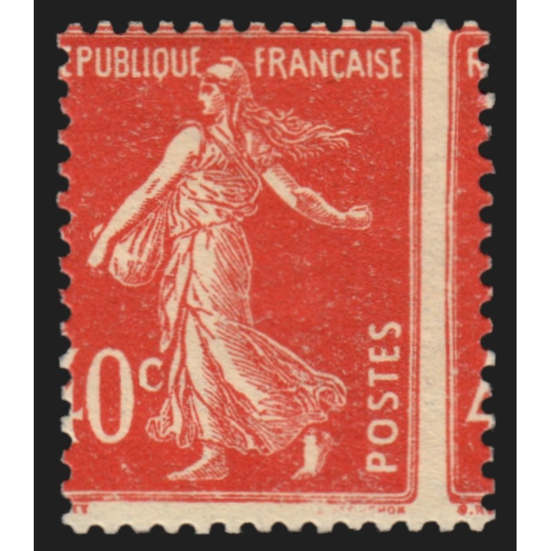 n°194, variété "piquage à cheval", Semeuse 40c vermillon, neuf * - TB