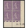 n°197c, coin daté 1926, Semeuse lignée 45c lilas-foncé, neuf ** - SUPERBE