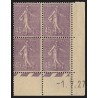 n°197a, coin daté 1927, Semeuse lignée 45c lilas-clair, neuf ** sans charnière