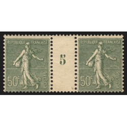 n°198, paire millésimé 5, Semeuse lignée 50c olive, neuf ** sans charnière - TB