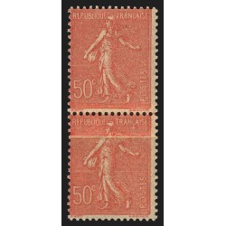 n°199o, variété "impression sur raccord", Semeuse lignée 50c rouge, neufs **/*