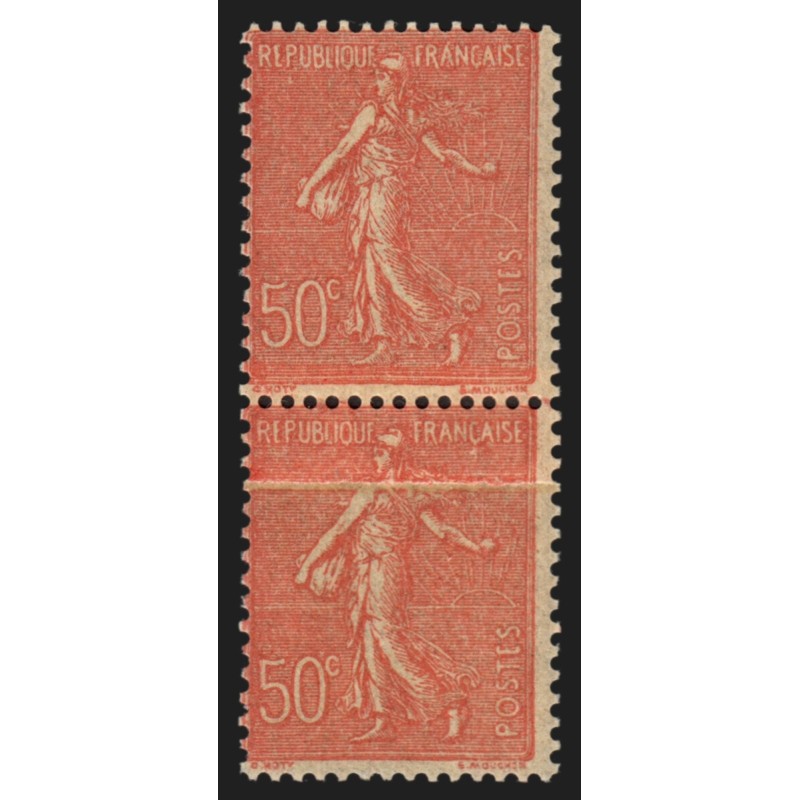 n°199o, variété "impression sur raccord", Semeuse lignée 50c rouge, neufs **/*