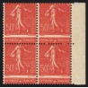 n°199t, variété "piquage à cheval", Semeuse lignée 50c rouge, neufs ** SUPERBE