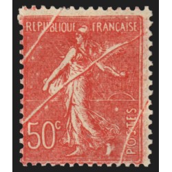 n°199, triple variété "pli accordéon", Semeuse lignée 50c rouge, neuf * SUPERBE