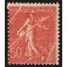 n°199, triple variété "pli accordéon", Semeuse lignée 50c rouge, neuf * SUPERBE